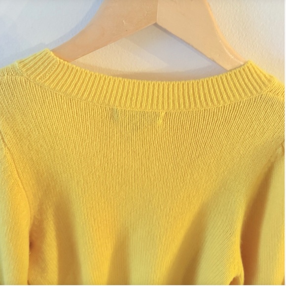 Aqua Women’s Cashmere Top Puff Balloon Long Sleeve Crew Neck Pullover Yellow-XS - Picture 6 of 9